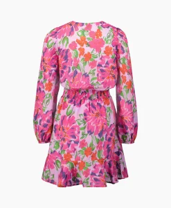 Alix The Label Jurk Ladies Woven Painted Flower Broderie Dress Print + 2 Kleurig