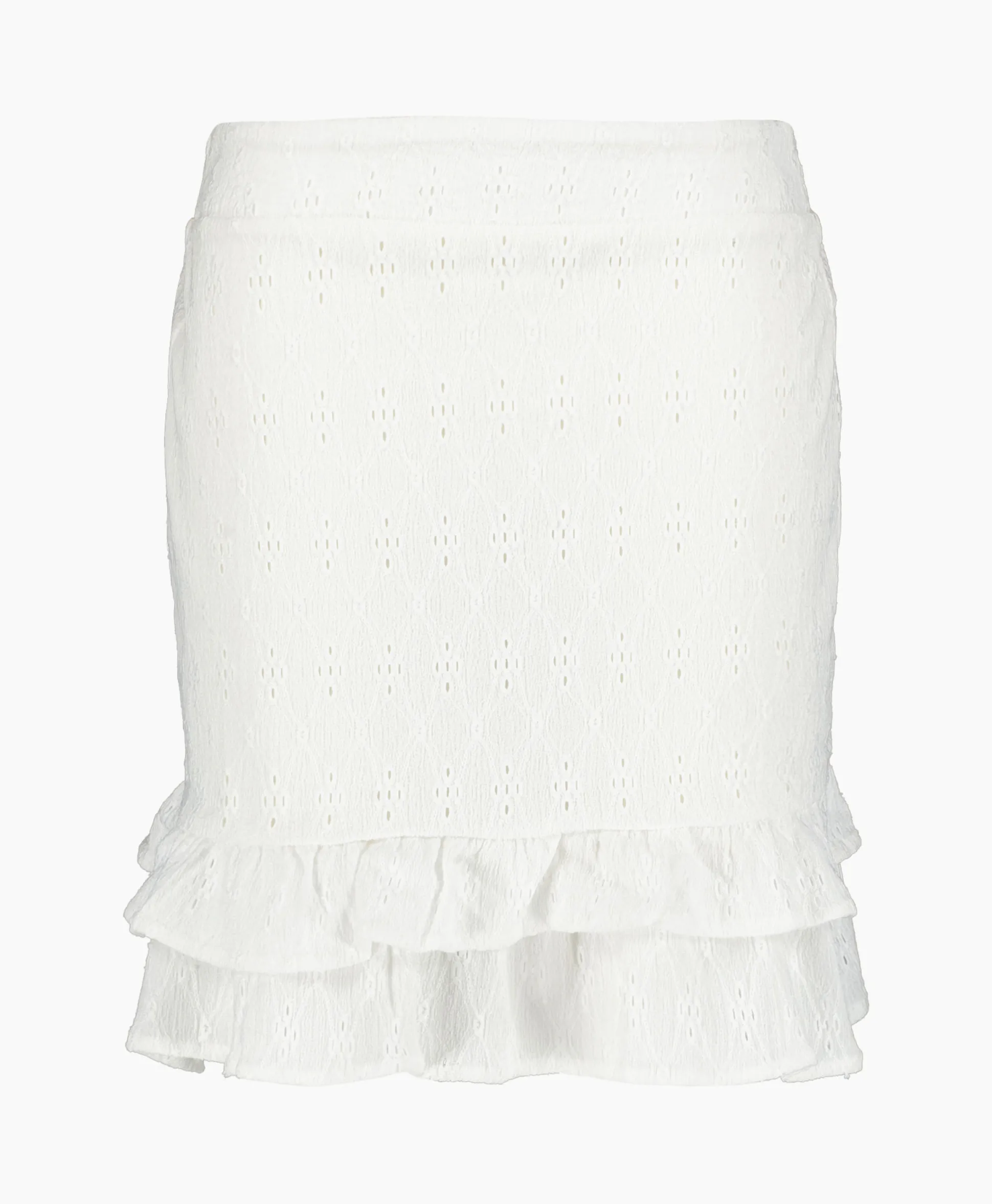 Alix The Label Minirok Knitted Jersey Broderie Skirt Off White