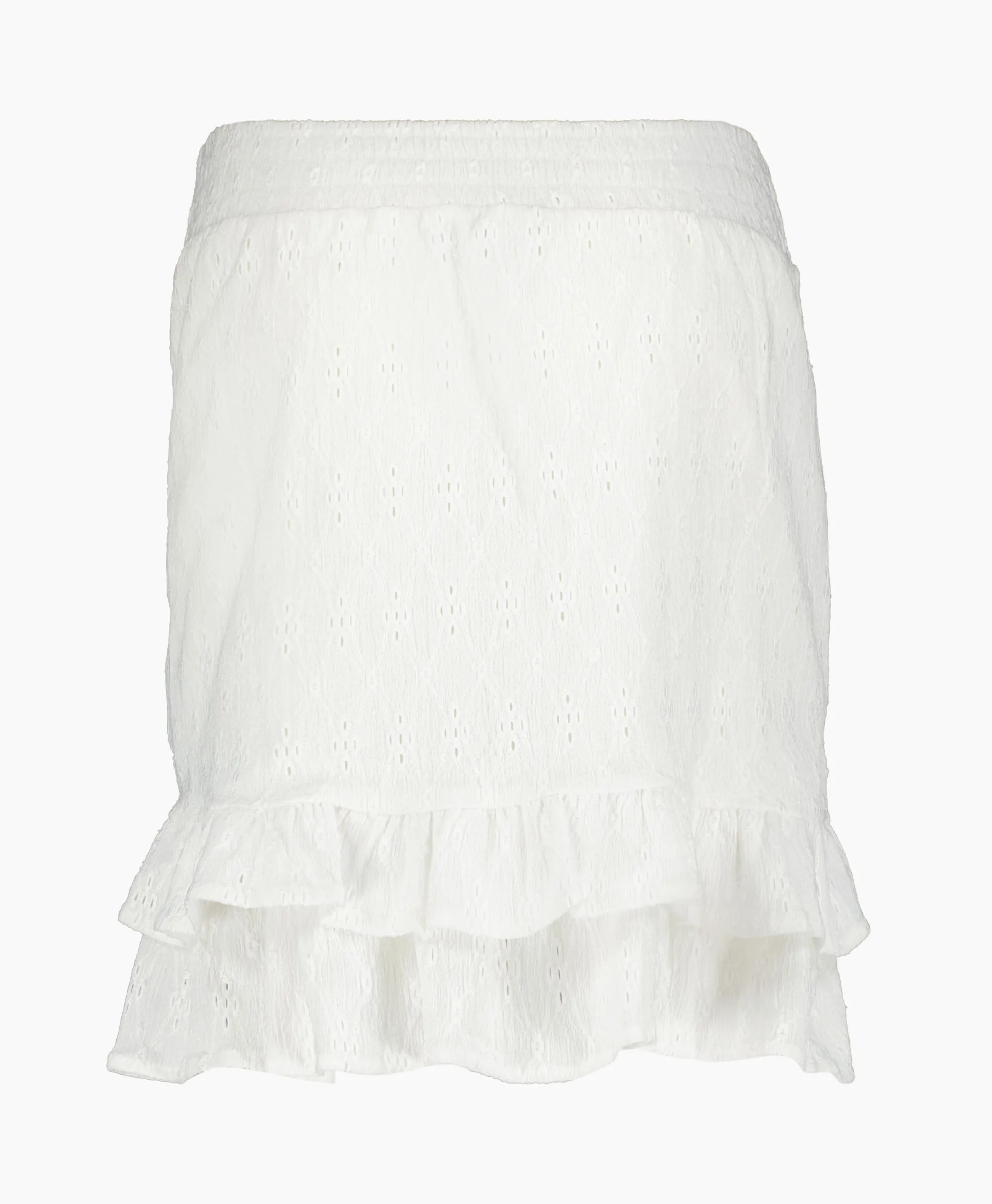 Alix The Label Minirok Knitted Jersey Broderie Skirt Off White