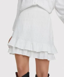 Alix The Label Minirok Knitted Jersey Broderie Skirt Off White