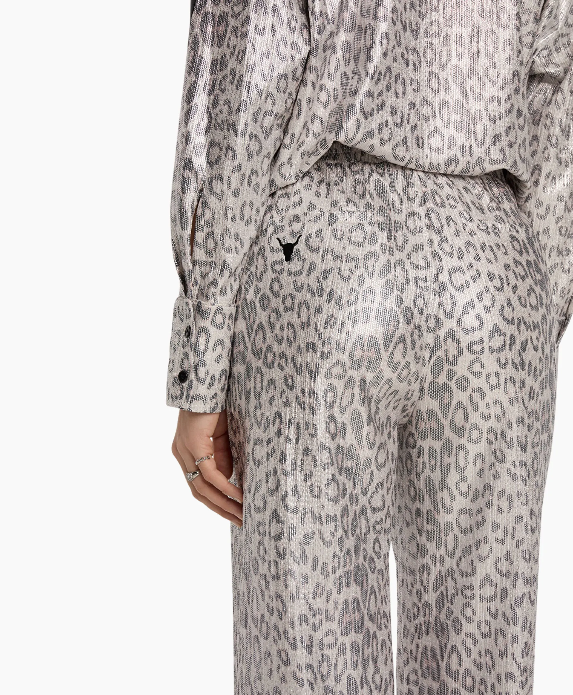 Alix The Label Pantalon Knitted Leopard Zilver