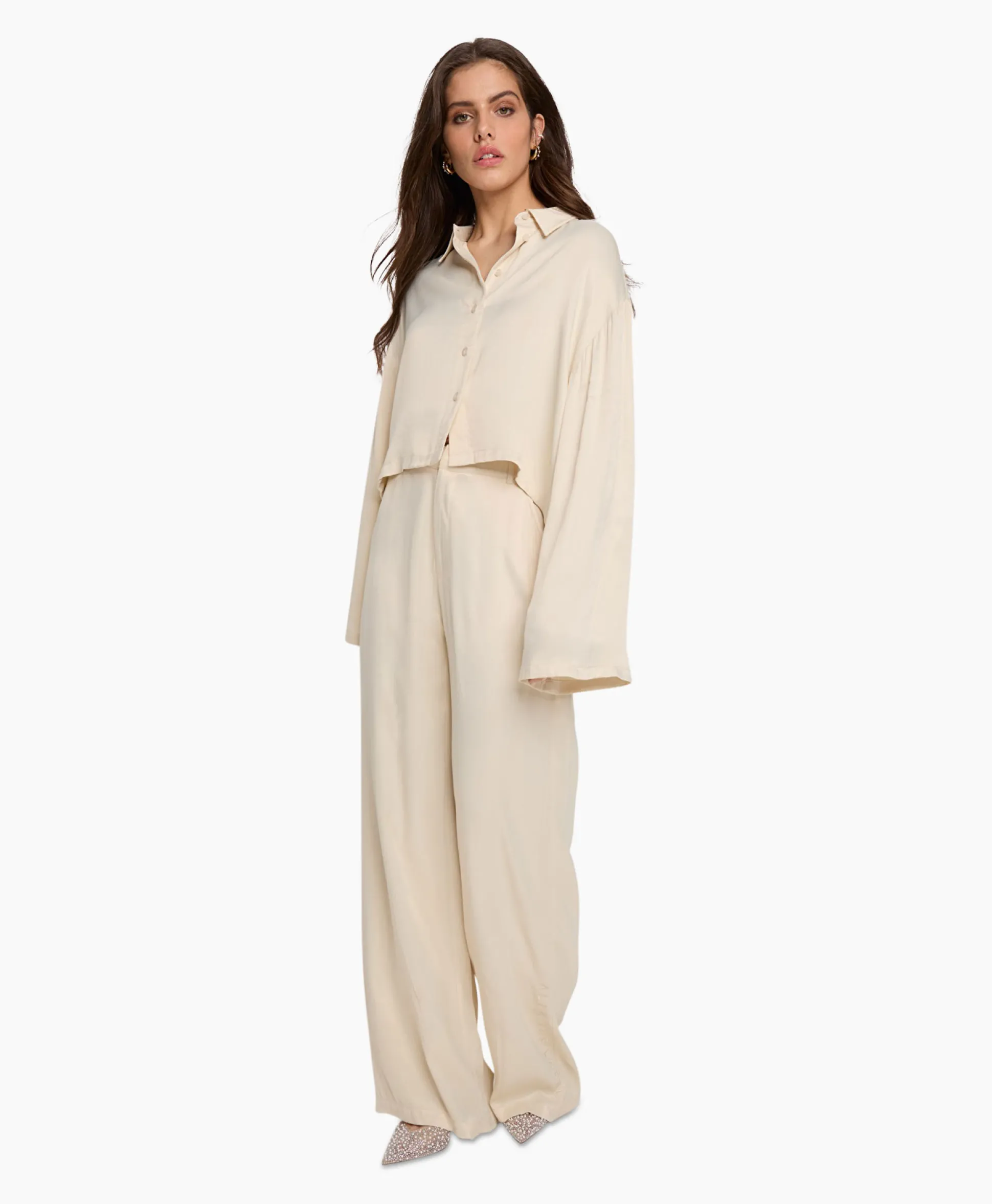 Alix The Label Pantalon Woven Satin Ecru