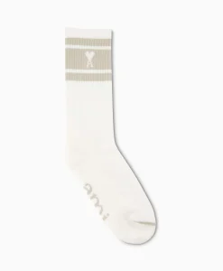 Ami Paris Sokken Adc Striped Beige