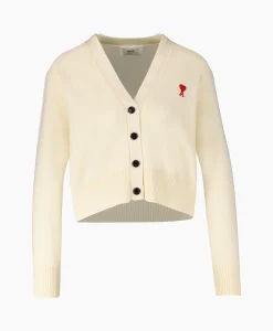 Ami Paris Vest Red Adc Cardigan Beige