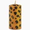 Anna+Nina Kaars Small Leopard Print Pillar Candle Bruin