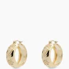 Anna+Nina Oorbellen Flower Garland Stamped Hoop Earrings Bra Goud
