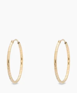Anna+Nina Oorbellen Hammered Plain Hoop Earrings Xl Silver G Goud