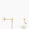 Anna+Nina Oorbellen Single Swan Lake Stud Earring Silver Gol Wit