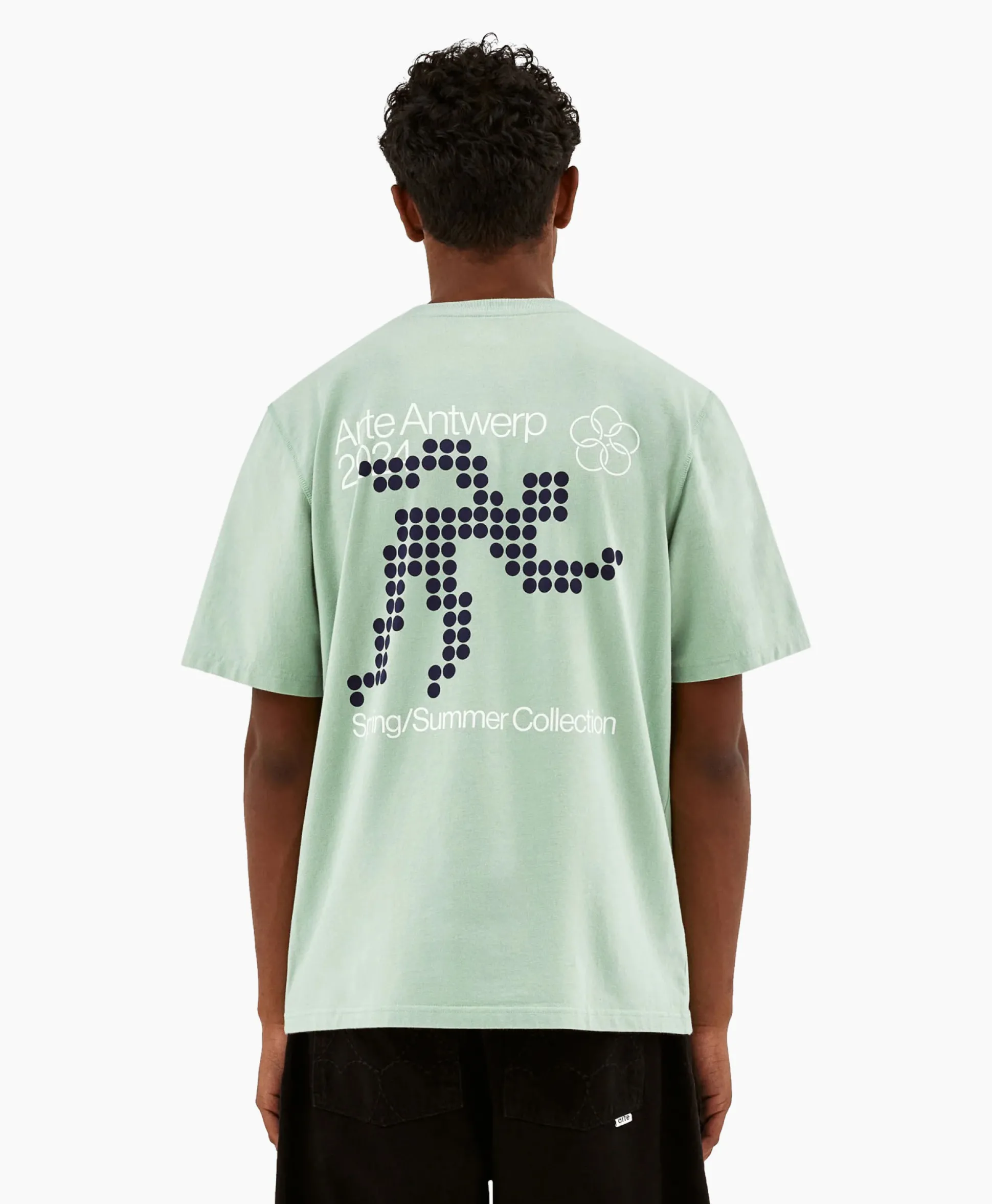 Arte Antwerp T-Shirt Korte Mouw Circle Runner Back Print Groen