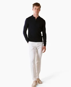 Aurelien Aurelien Pullover Rib Zip Polos Ls Donker Blauw