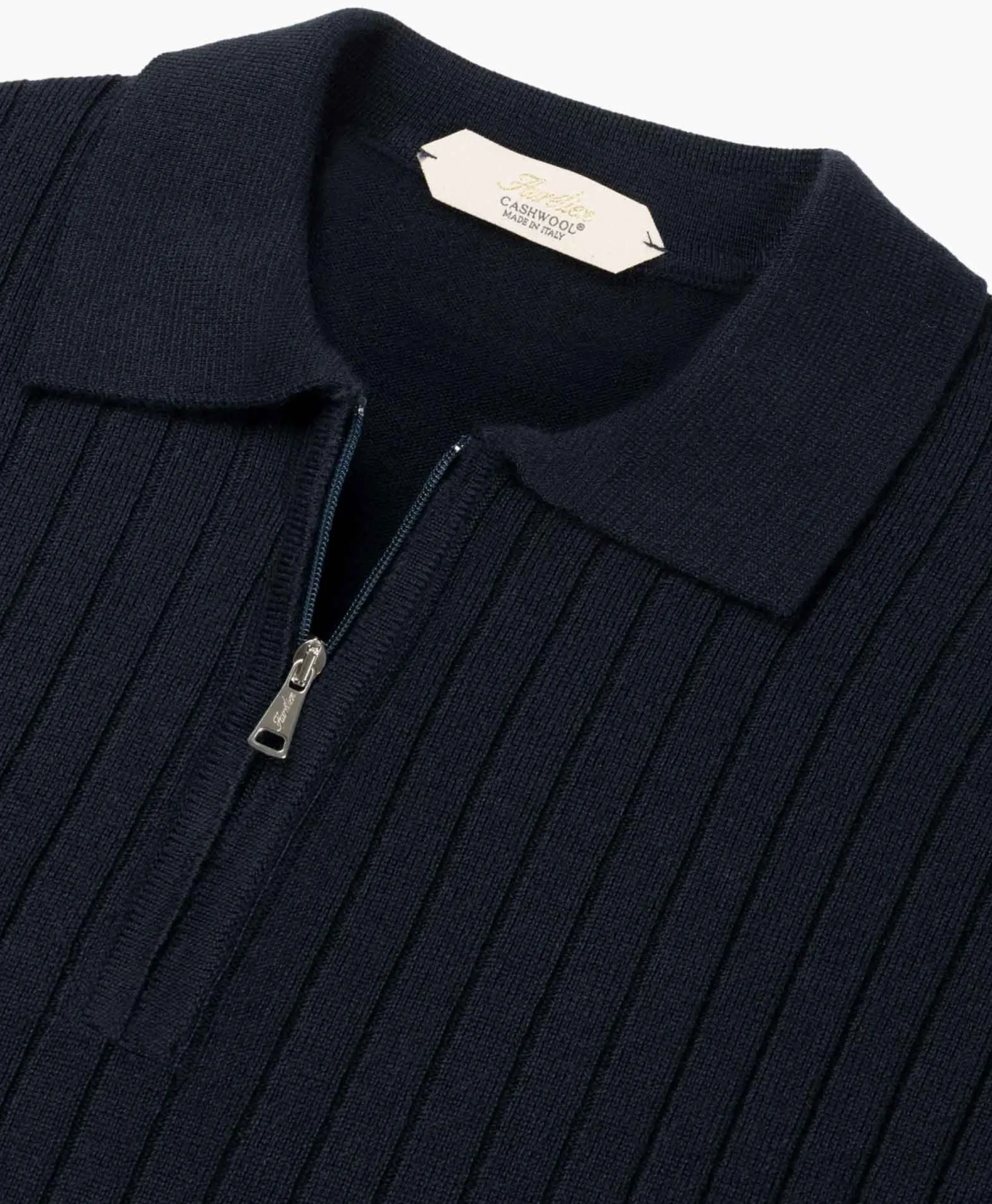 Aurelien Aurelien Pullover Rib Zip Polos Ls Donker Blauw