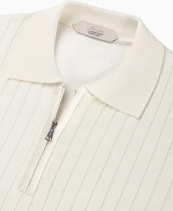 Aurelien Aurelien Pullover Rib Zip Polos Ls Ivoor / Naturel