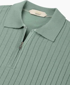 Aurelien Aurelien Pullover Rib Zip Polos Ls Licht Groen