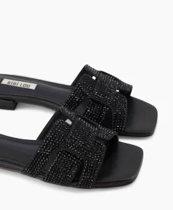 Bibi Lou Sandaal Zonder Hak Strass Zwart