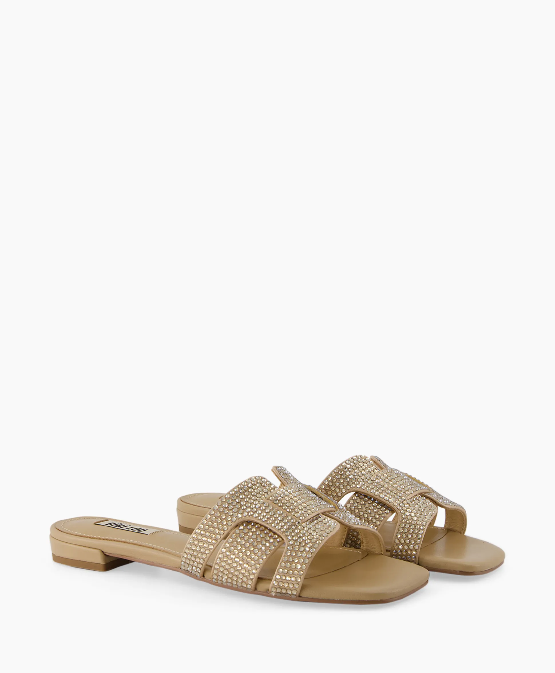 Bibi Lou Sandaal Zonder Hak Strass Beige