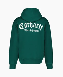 Carhartt Wip Sweater Hooded Onyx Script Groen