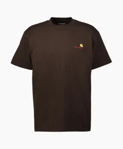 Carhartt Wip T-Shirt S/S American Script Organic Cotton Donker Bruin