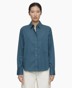 Closed Blouse Fitted Blauw