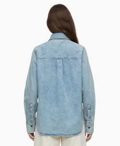 Closed Blouse Fitted Midden Blauw