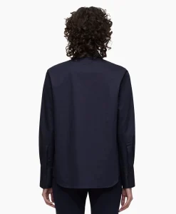 Closed Blouse Open Neck Tunic Donker Blauw