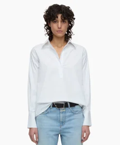 Closed Blouse Open Neck Tunic Wit