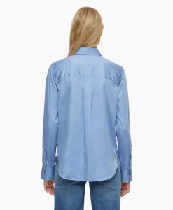 Closed Blouse Straight Fitted Blauw
