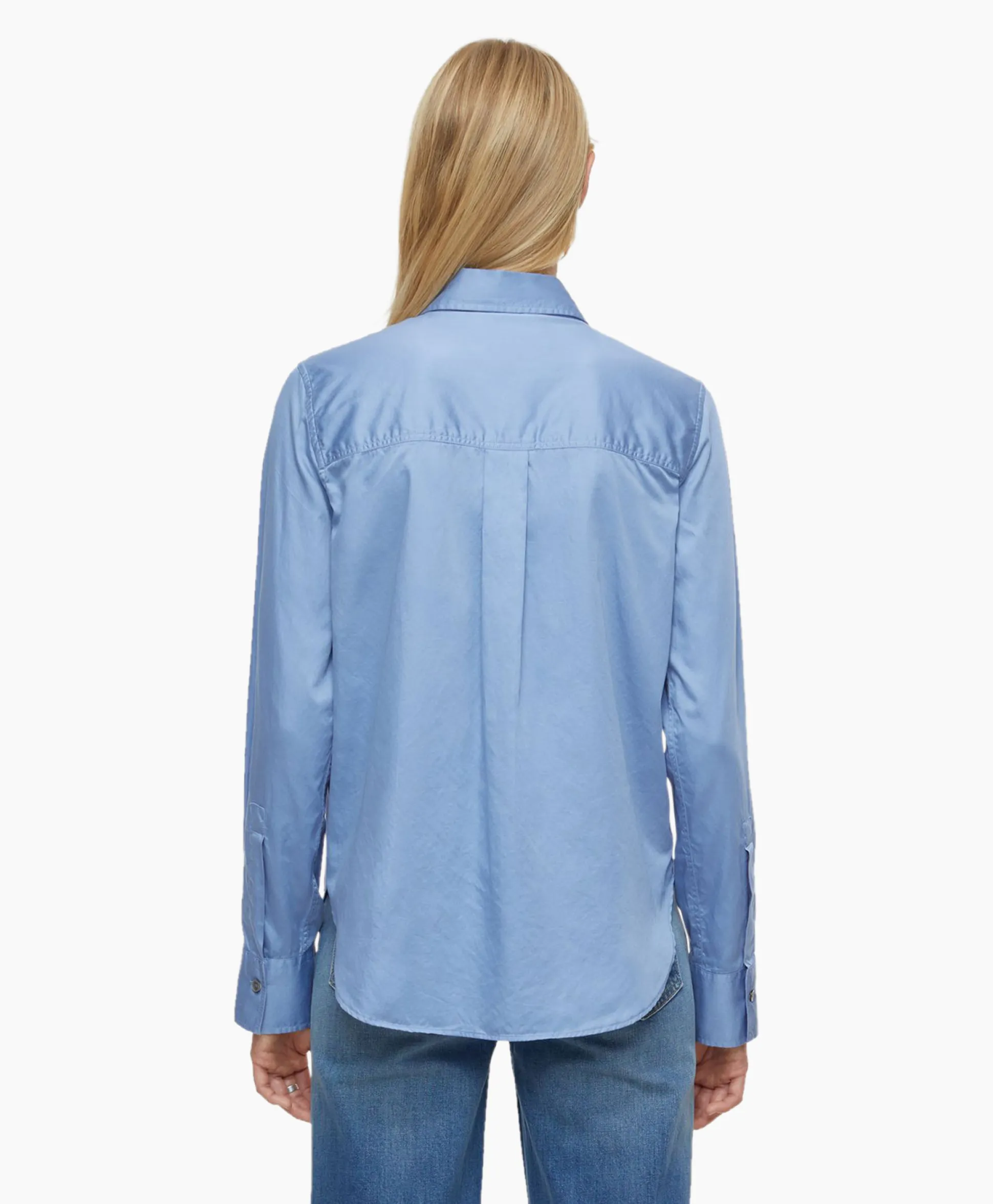 Closed Blouse Straight Fitted Blauw