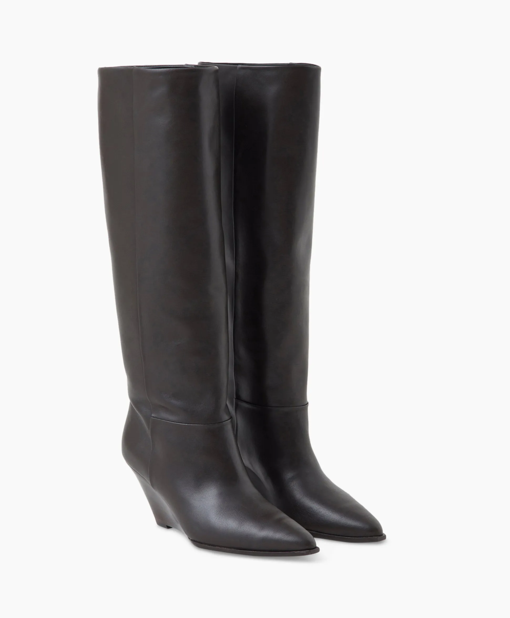 Closed Lange Laars Wedge Boot Donker Bruin