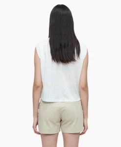 Closed Top Pleated Sleeveless Ecru
