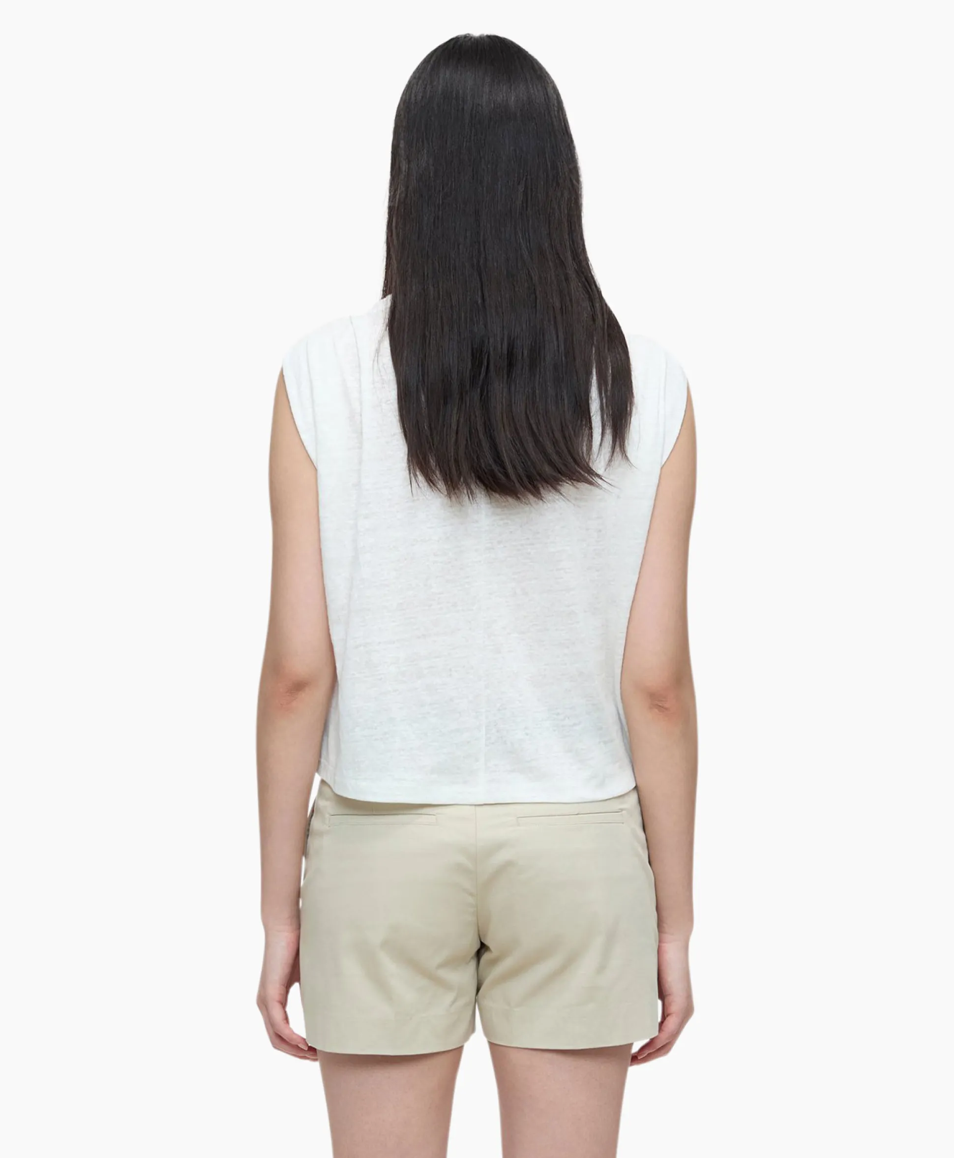 Closed Top Pleated Sleeveless Ecru