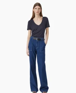Closed T-Shirt Korte Mouw V-Neck Blauw