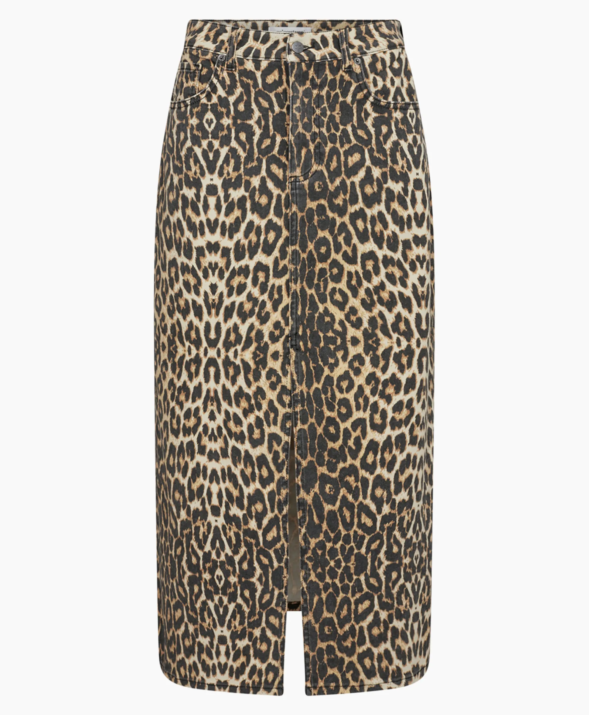 Co'Couture Midi Rok Leo Denim Slitbruin