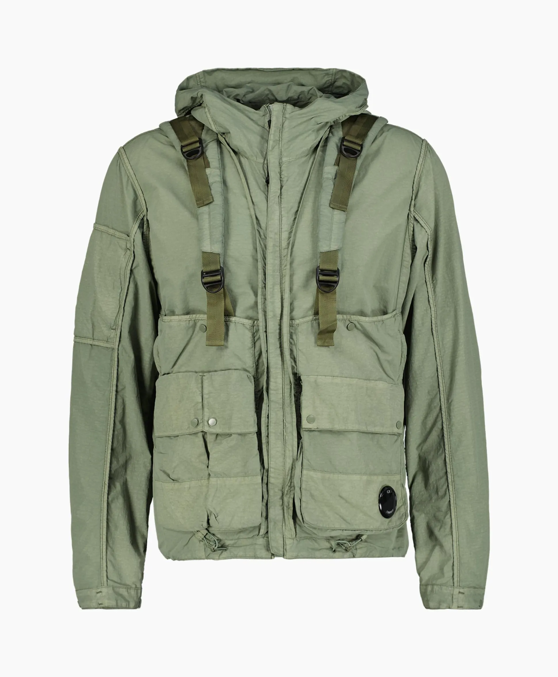 Cp Company Jack Flatt Nylon Reversible Hooded Groen