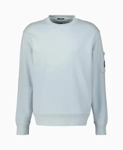Cp Company Sweater Cotton Diagonal Fleece Lens Licht Blauw