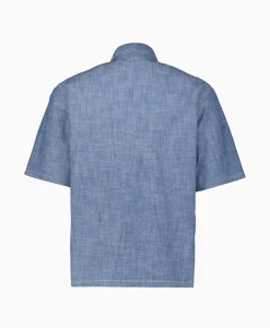 Cp Company T-Shirt Chambray Short Sleeved Logo Blauw