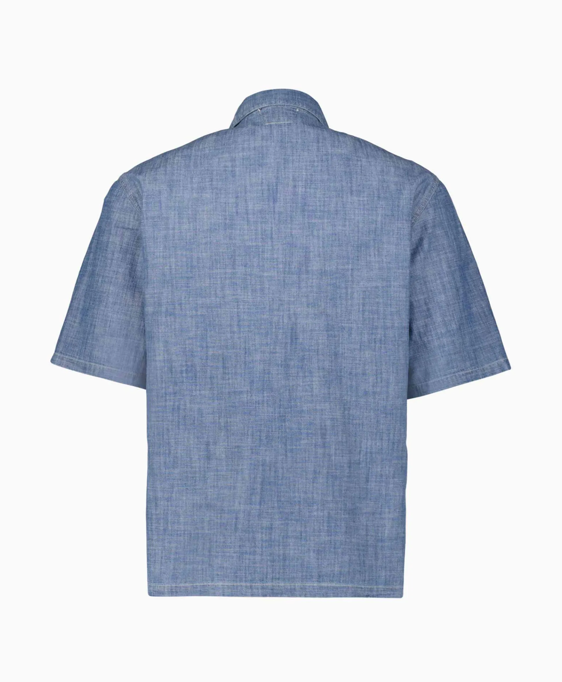 Cp Company T-Shirt Chambray Short Sleeved Logo Blauw