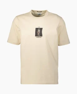 Cp Company T-Shirt Mercerized Jersey Graphic Ecru