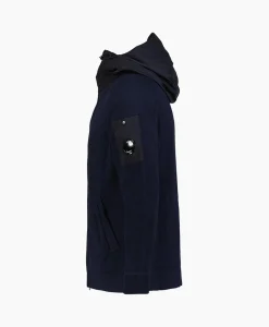 Cp Company Vest Cotton Mixed Hooded Knit Donker Blauw