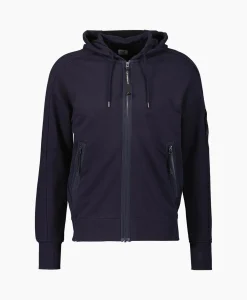 Cp Company Vest Diagonal Raised Fleece Zipped Donker Blauw