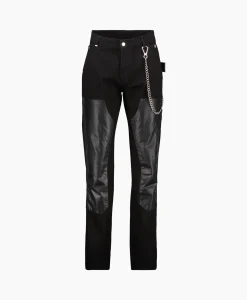 Flaneur Jeans Carpenter Straight With Leather Patches Zwart