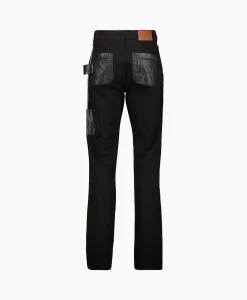 Flaneur Jeans Carpenter Straight With Leather Patches Zwart