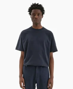 Flaneur T-Shirt Korte Mouw Atelier Sleeve Amblem Donker Blauw