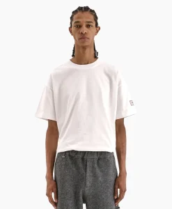Flaneur T-Shirt Korte Mouw Atelier Sleeve Emblem Wit