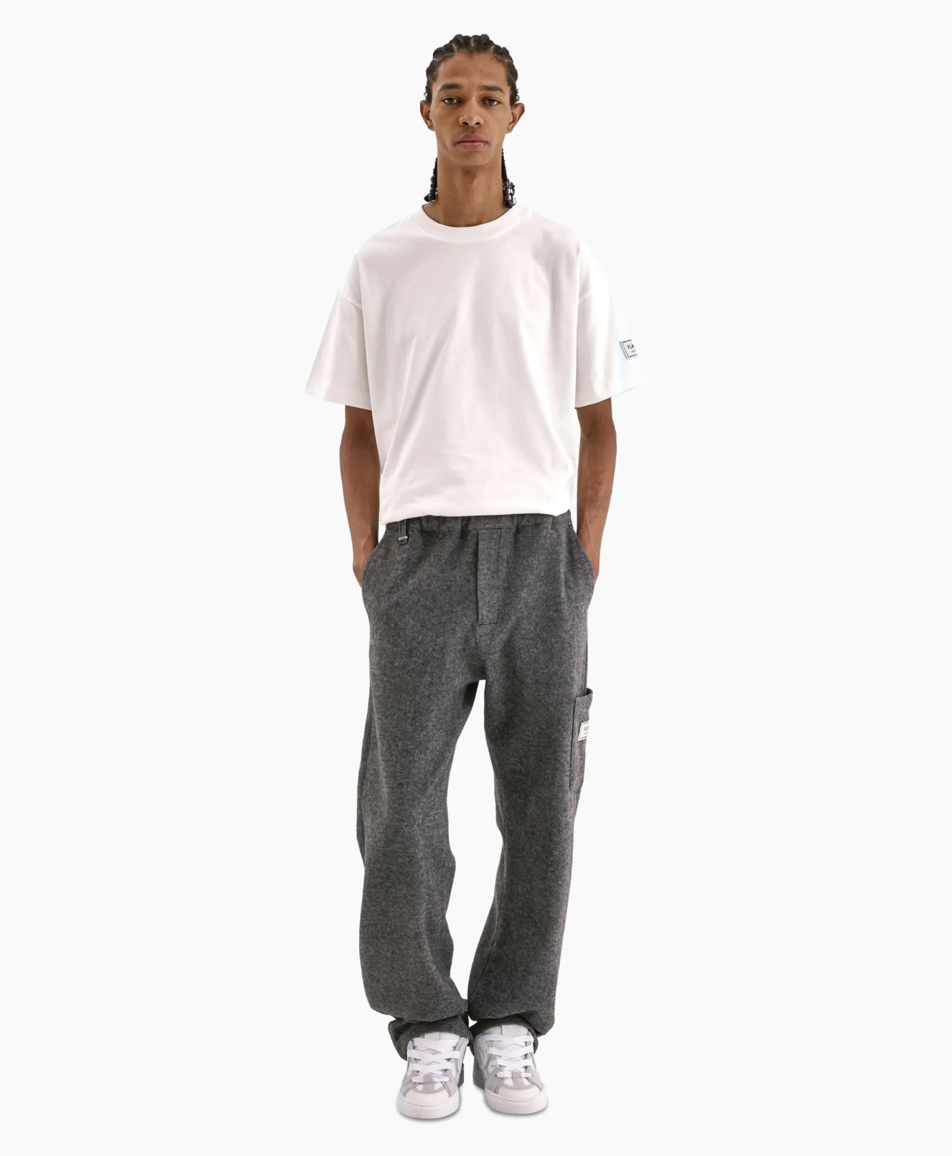 Flaneur T-Shirt Korte Mouw Atelier Sleeve Emblem Wit
