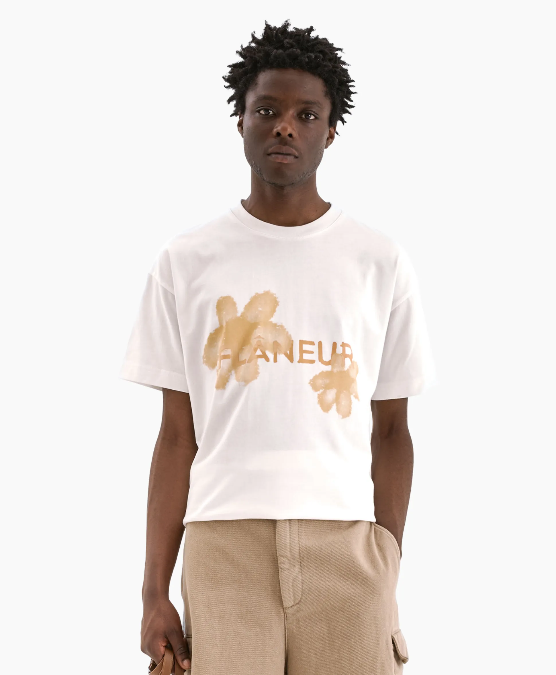 Flaneur T-Shirt Korte Mouw Floral Watercolor Wit