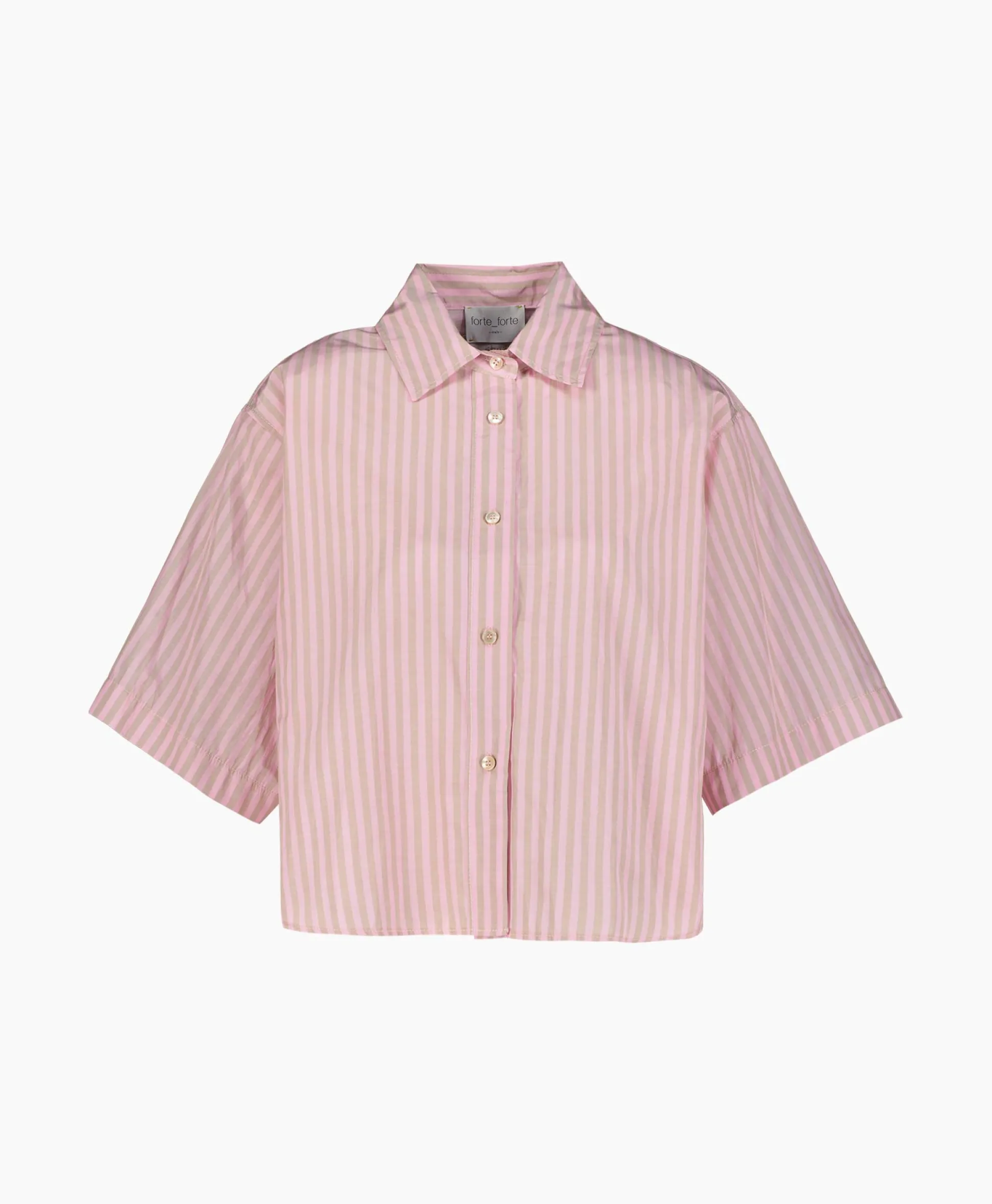 Forte_Forte Blouse Chic Striped Taffetas Half Sleeves Boxy Rose