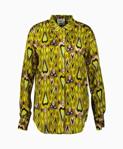Forte_Forte Blouse Print Satin Shirt Norther Light Geel
