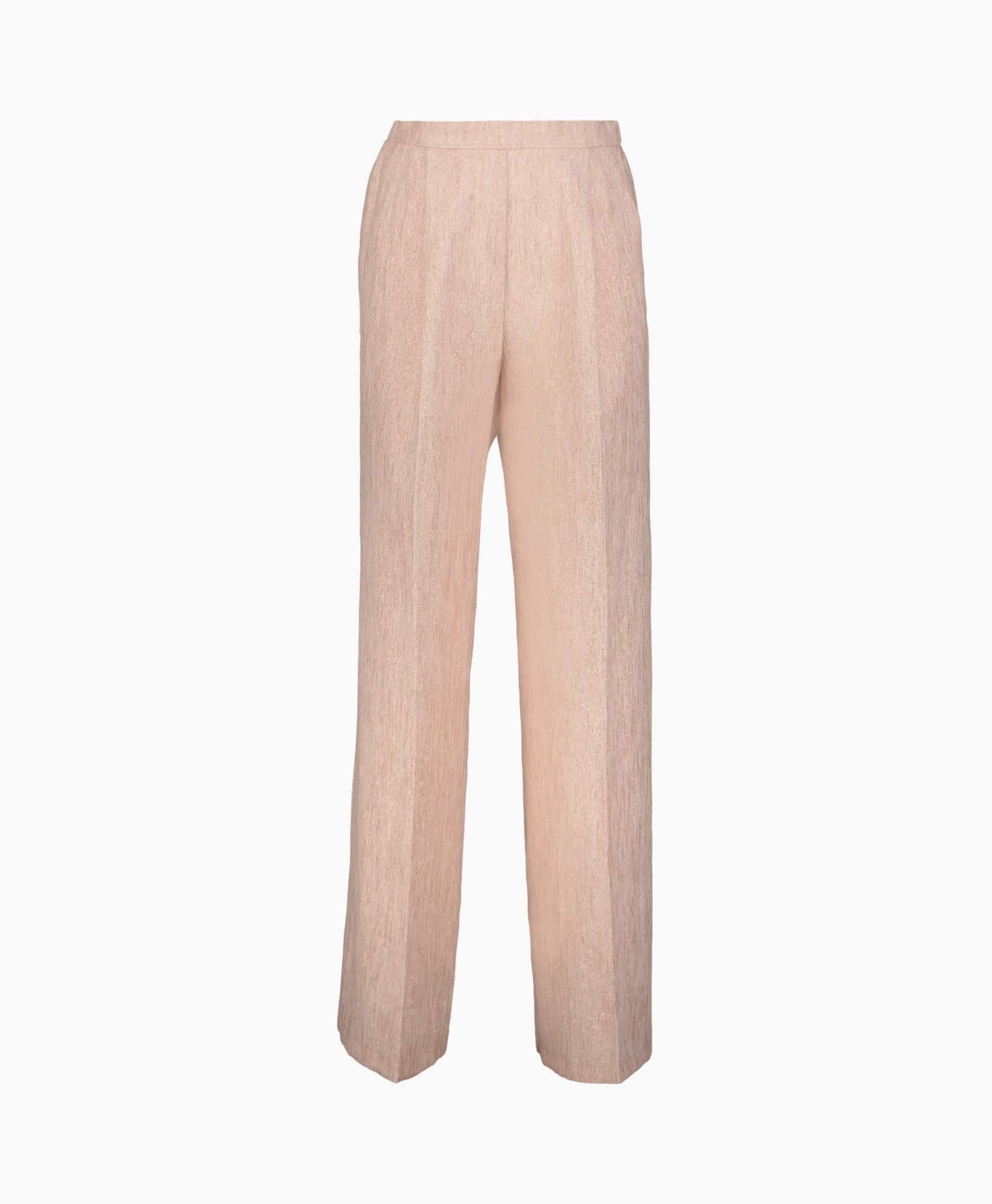 Forte_Forte Pantalon Linen Lurex Micro Herringbone Wide Leg Rose