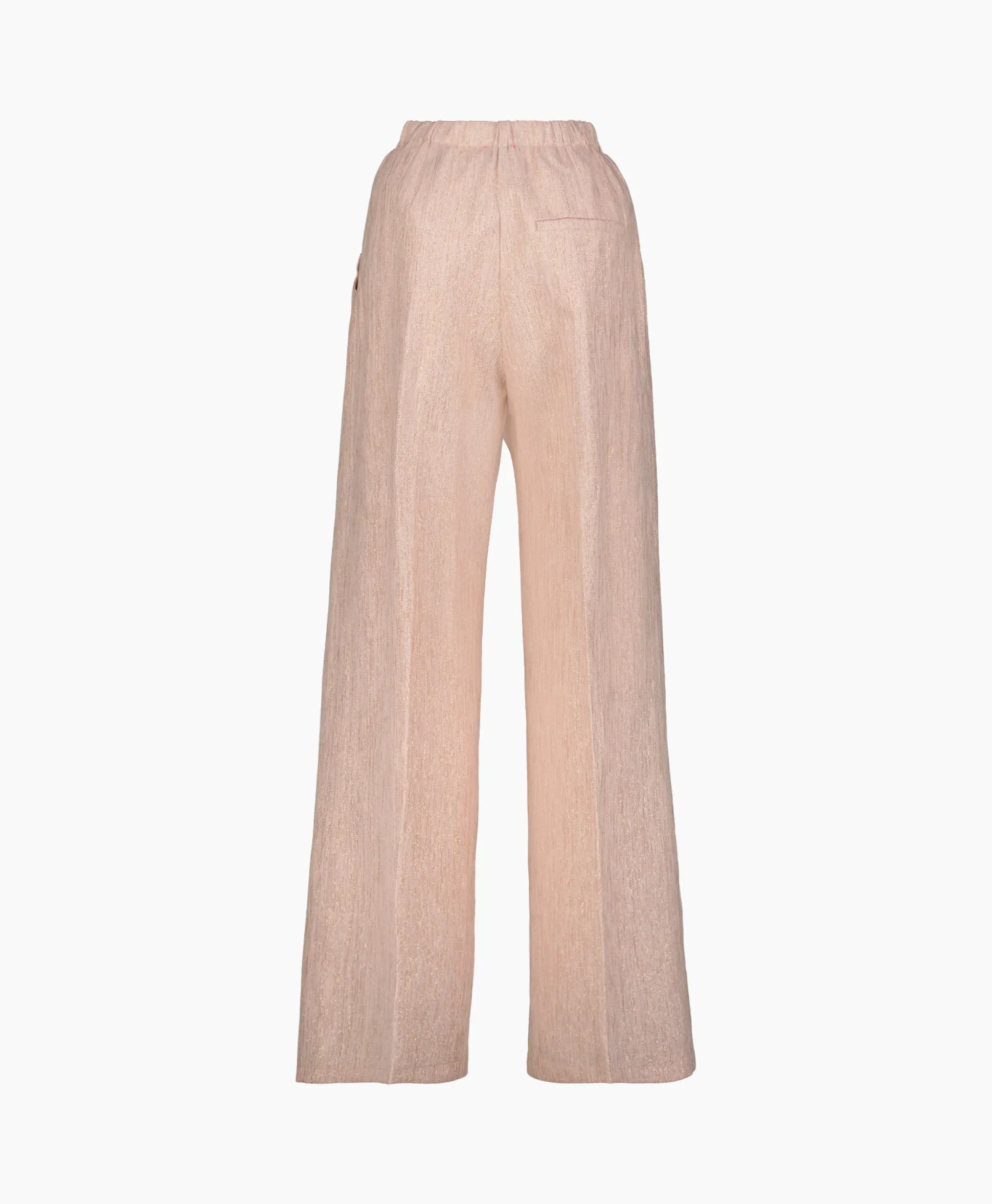 Forte_Forte Pantalon Linen Lurex Micro Herringbone Wide Leg Rose