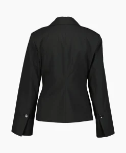 Ganni Blazer Drapey Melange Fitted Double Breasted Zwart